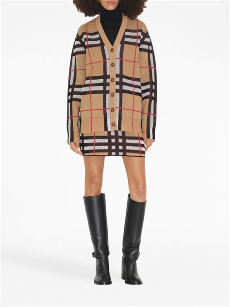 v-neck burberry cardigan|burberry check cardigan.